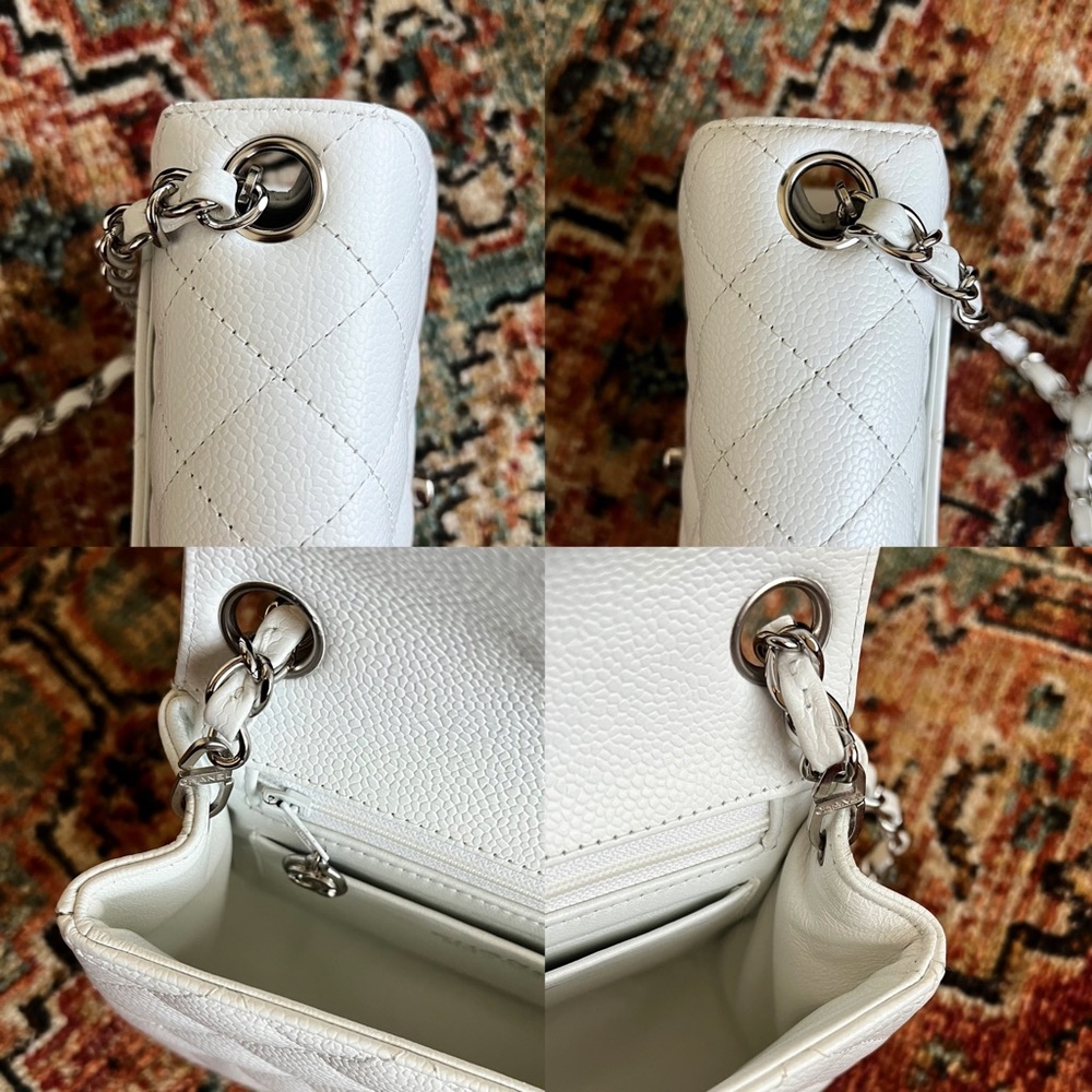 ❌SOLD-payment plan❌Chanel Classic Caviar Mini Square White Flap Bag - Picture 8 of 10